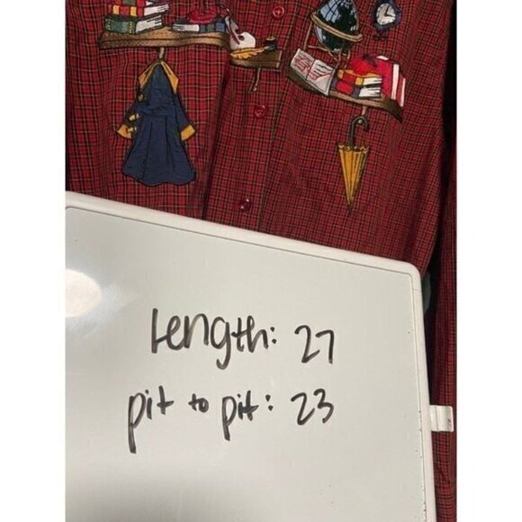 Vintage Karen Scott Back To School Women's Long Sleeve Plaid Button Up Shirt‎ L - Picture 9 of 9